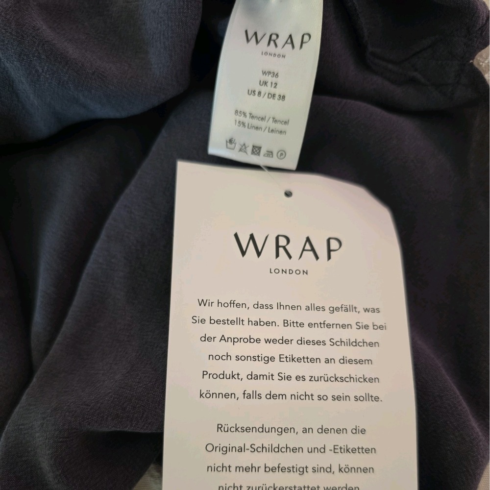 NWT WRAP London Charcoal Linen Blend Dress Size 8 Quiet Luxury Old Money - Picture 5 of 9